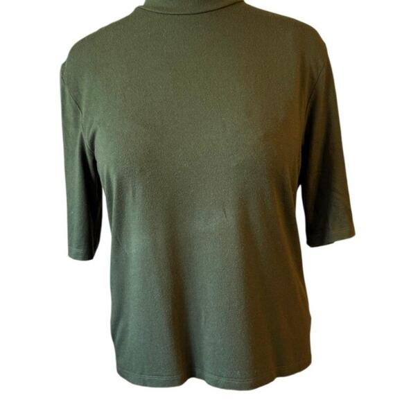 Ralph Lauren Soft Olive Green Mock Neck Elbow Sleeve Knit Top XL - Picture 3 of 3